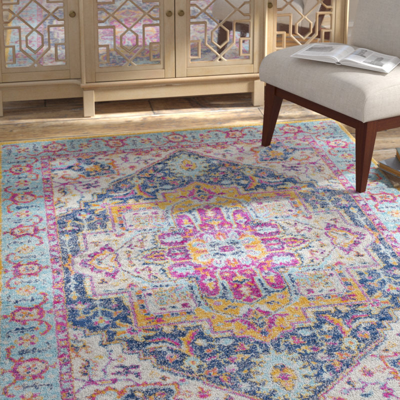 Bungalow Rose Almonte Pink/Yellow Area Rug & Reviews Wayfair